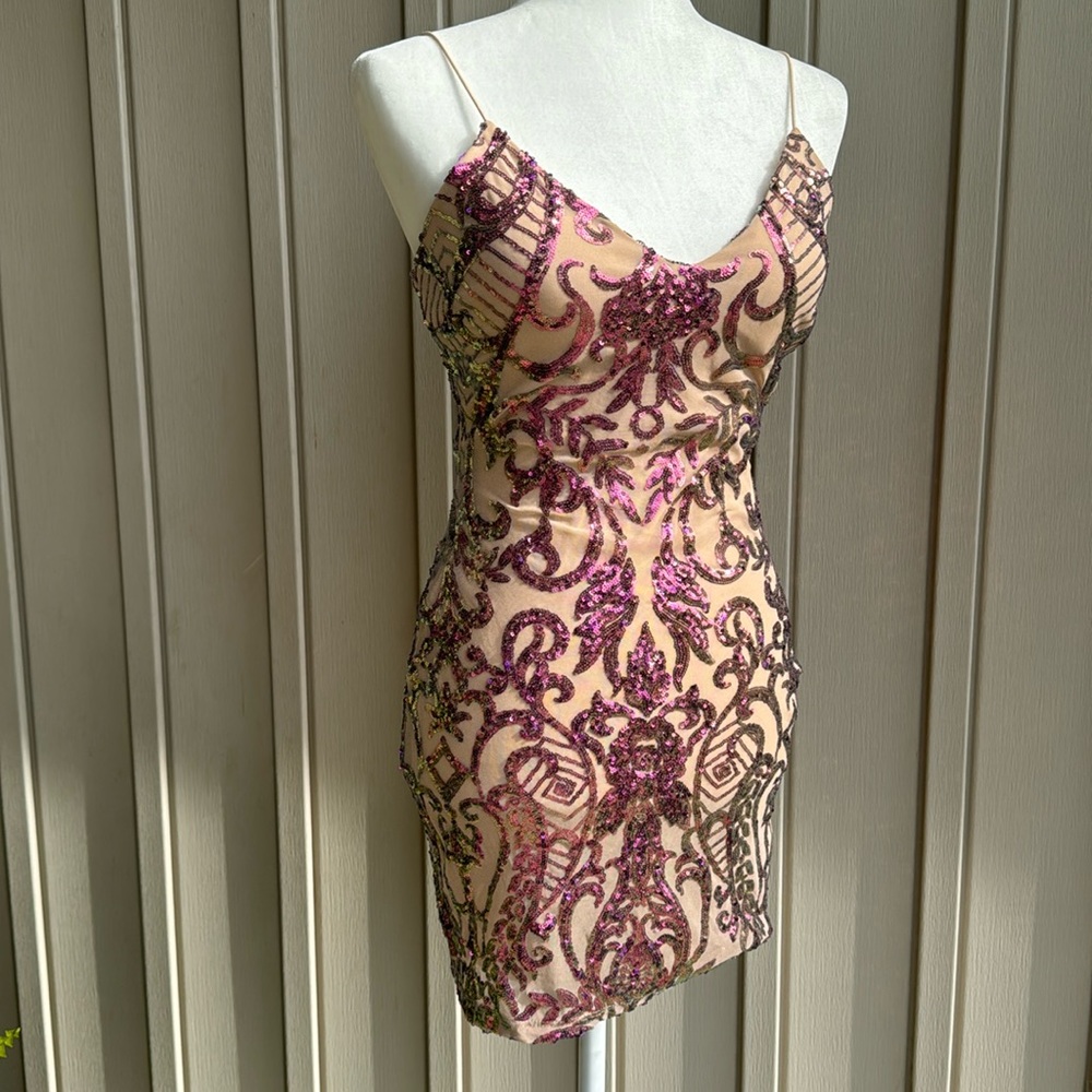 Nude & Pink Short Cocktail Dress Perfect for Homecoming